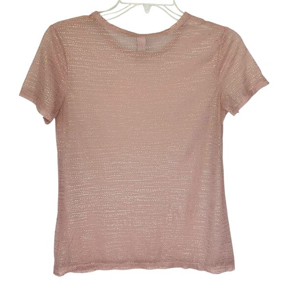 Vintage Y2K Victoria's Secret Mesh Top Pink Rose Gold Metallic Sheer Size XS - Picture 3 of 4